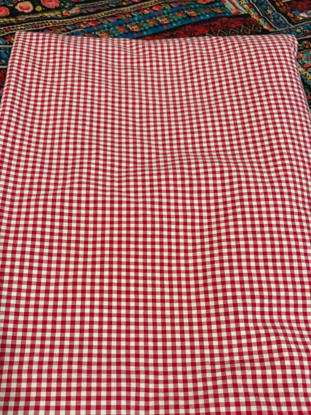 Red and White Gingham Twin Flat Sheet Pottery Barn Kids Cotton